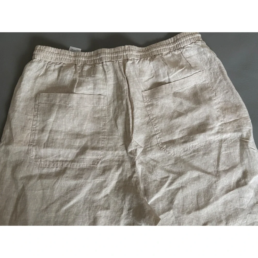 Banana Republic Women's Beige Linen Pull On Ankle Pants Leg Size XL 713472